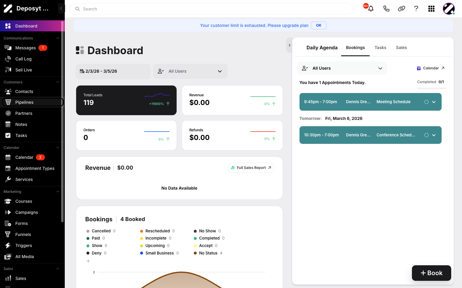 Step 1: On your Dashboard, navigate to the Pipelines tab under the Customers section.