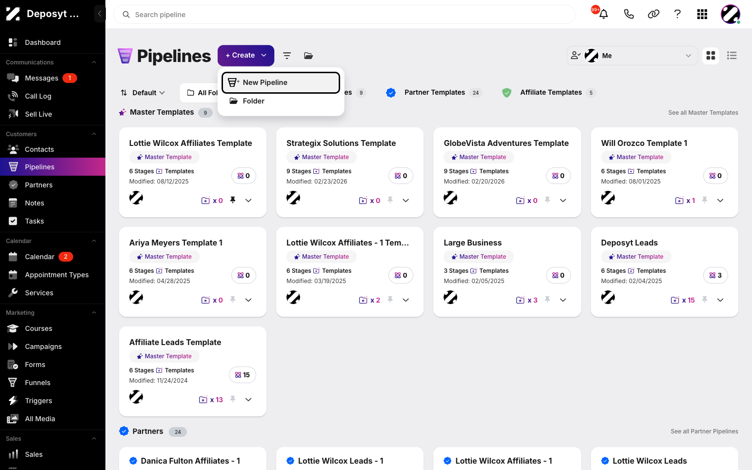 Step 2: Click on the ‘+ Create’ button. A drop-down will appear, then select New Pipeline.