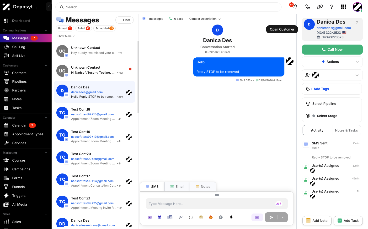 Step 2: Click on a message, then click on the customer’s name.