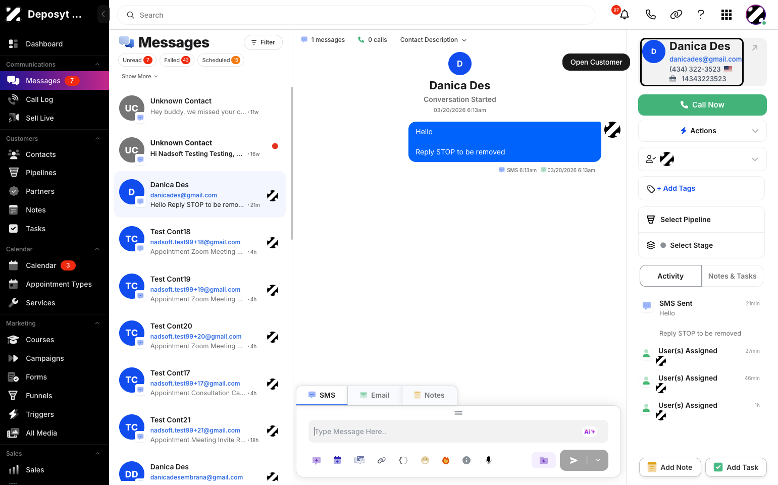 Step 2: Click on a message, then click on the customer’s name.