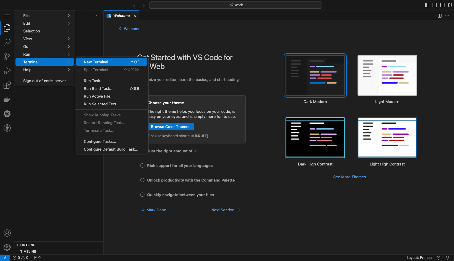 Cliquer sur New Terminal…