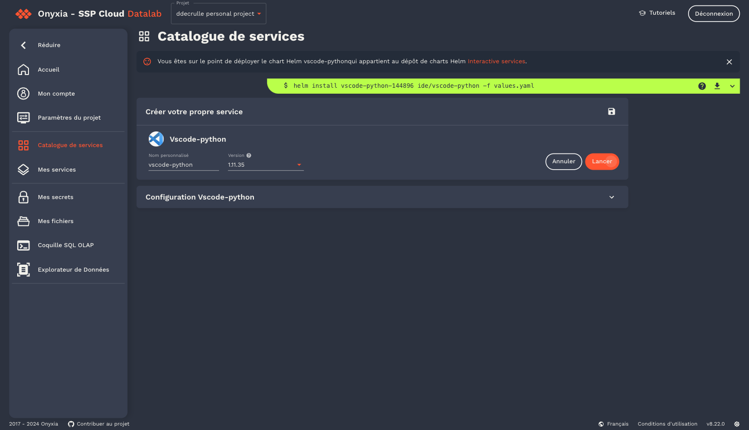 Cliquer sur Lancer