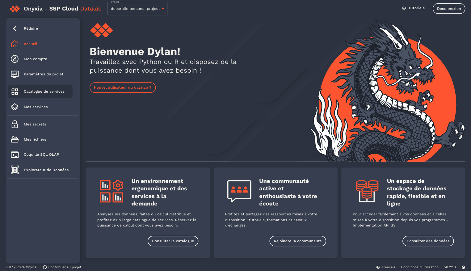 Cliquer sur Catalogue de services
