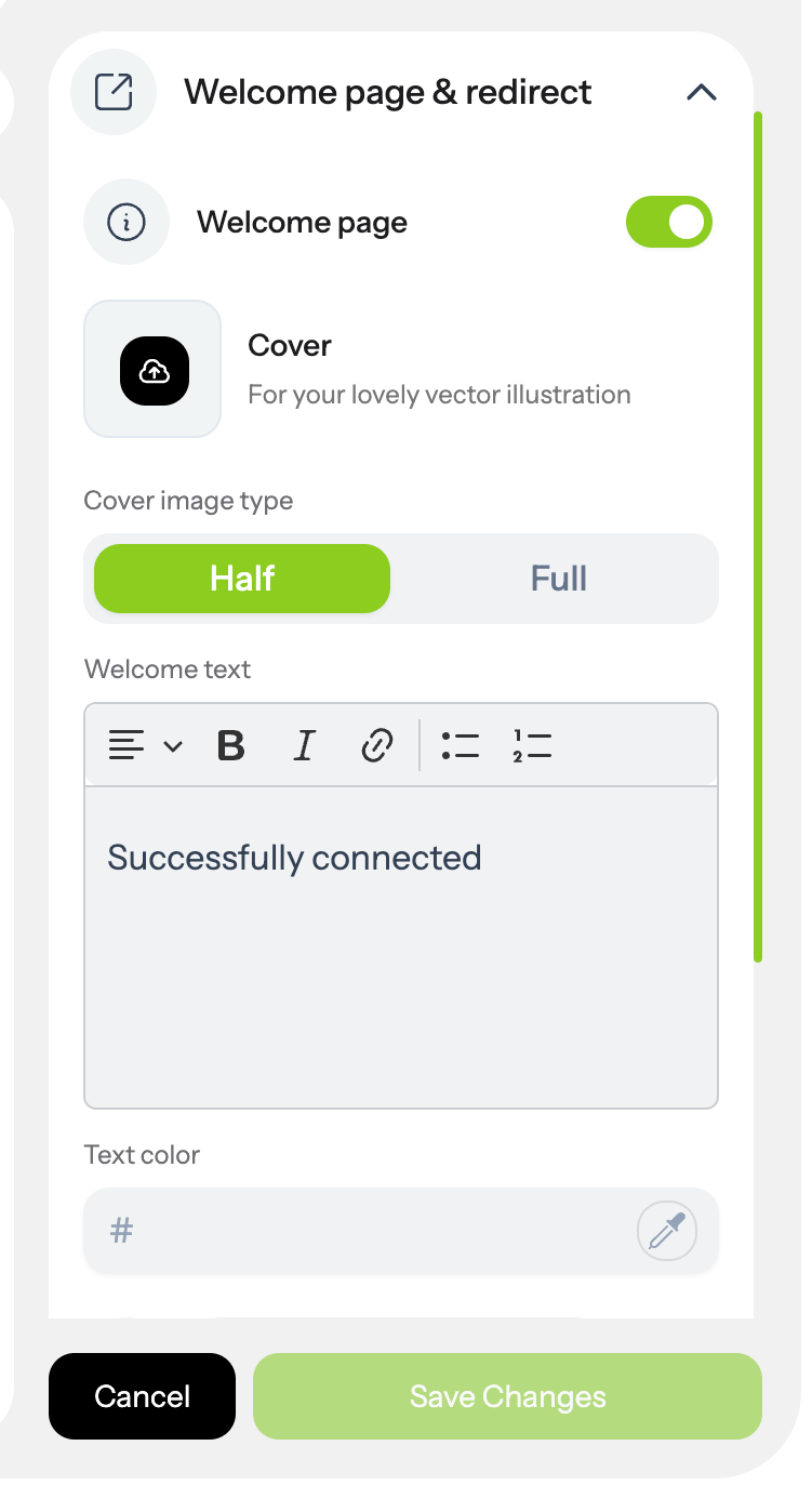 You can select a half-screen or full-screen cover image to create a visual impact. You can also customize your welcome…