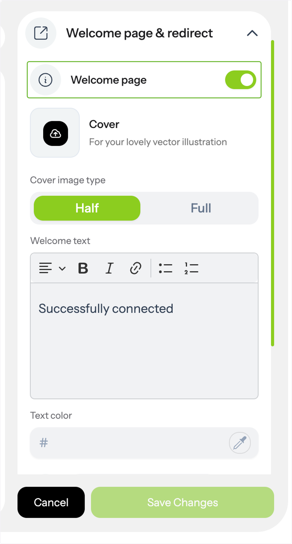 You can select a half-screen or full-screen cover image to create a visual impact. You can also customize your welcome…