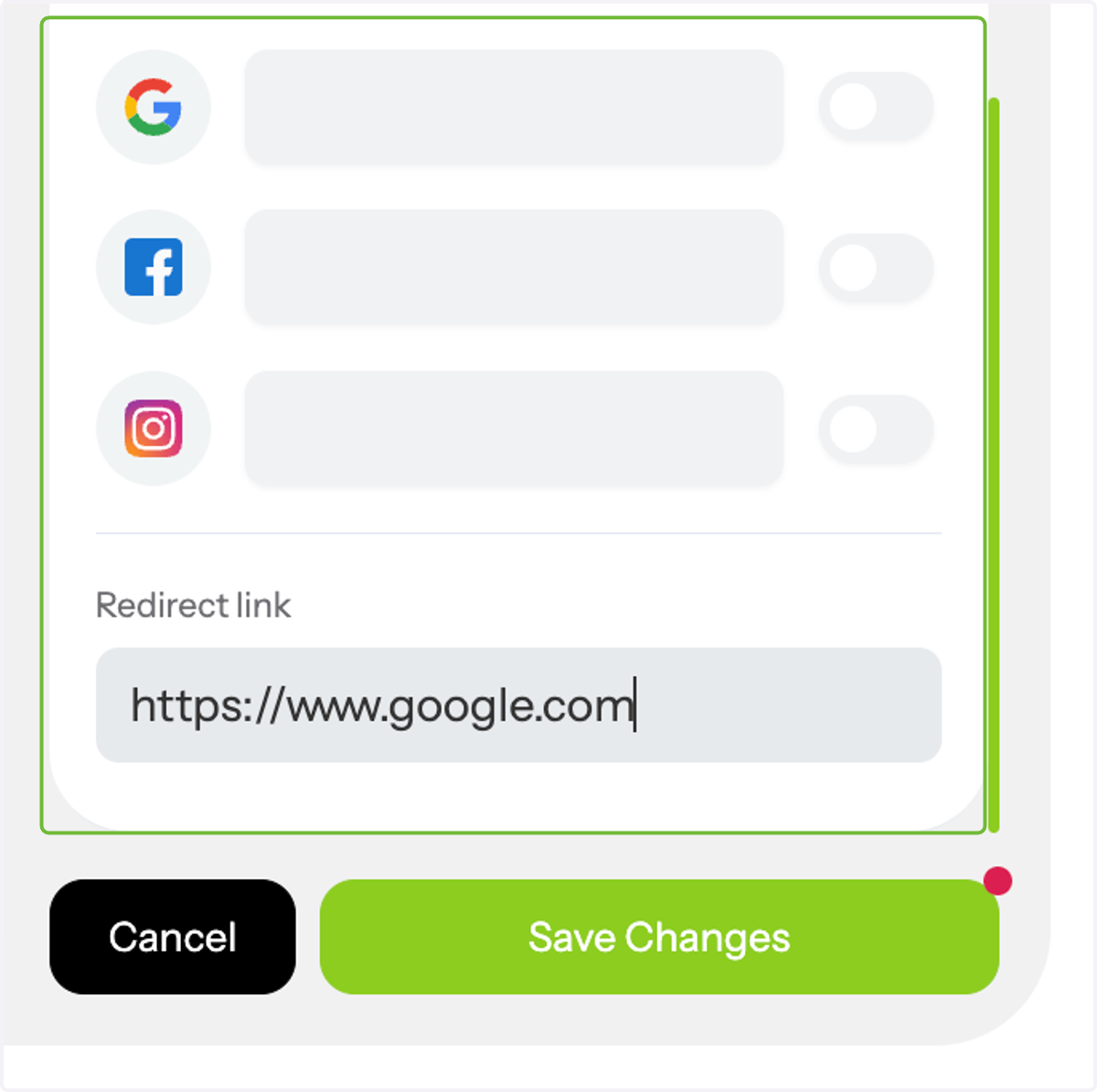 You can add a redirect link for users after login. You can choose Google, Facebook, or Instagram, or direct them to a custom URL of your choice.