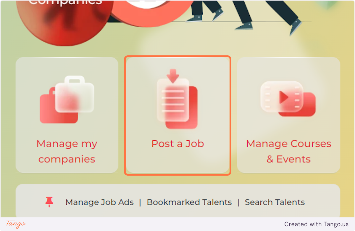 Click on Post a Job on the right side of the screen.