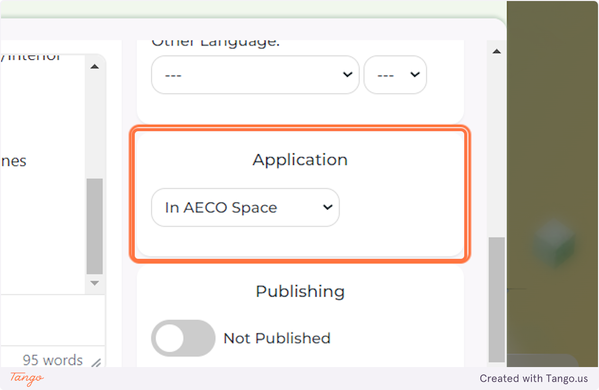 Choose whether the candidates can apply directly in your company's profile on the AECO Space Platform or at an external link.