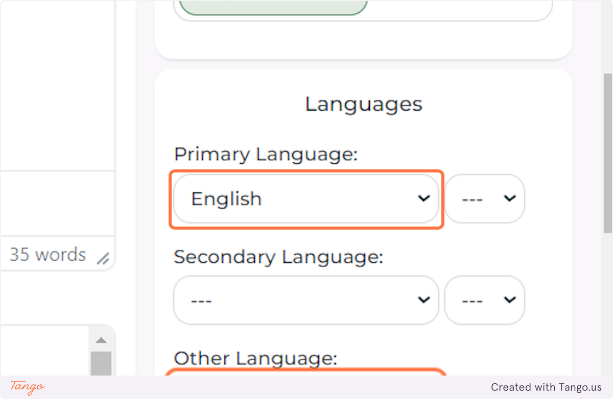 Select the languages you need for your position.