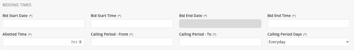 Under Bidding Times, you can set when the Bid Notifications will be sent. 