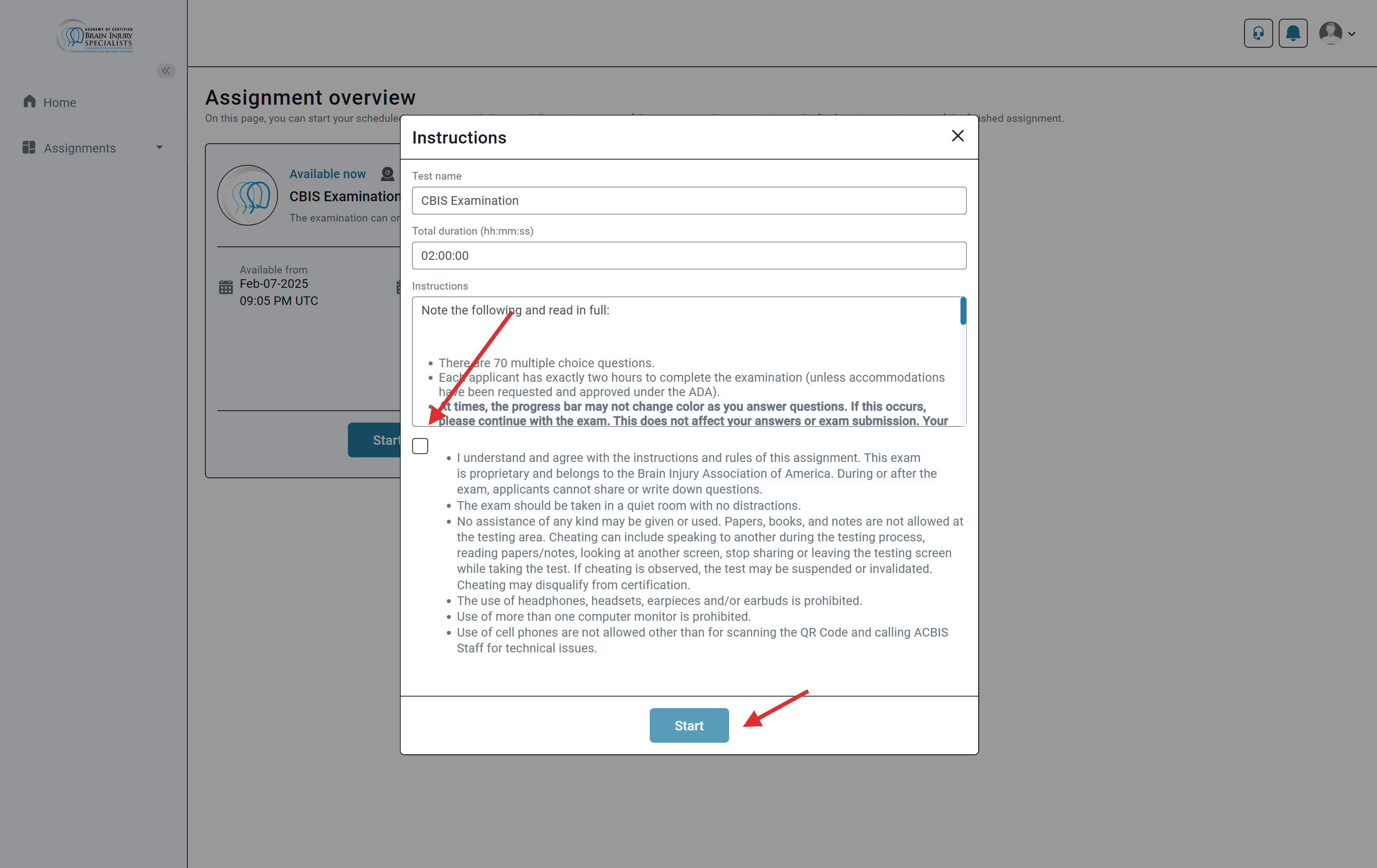 Click on Instructions…