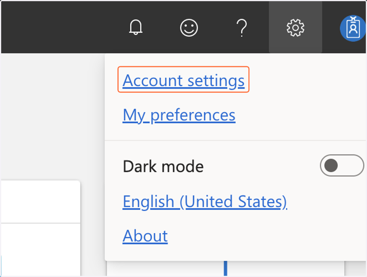 Click on Account settings