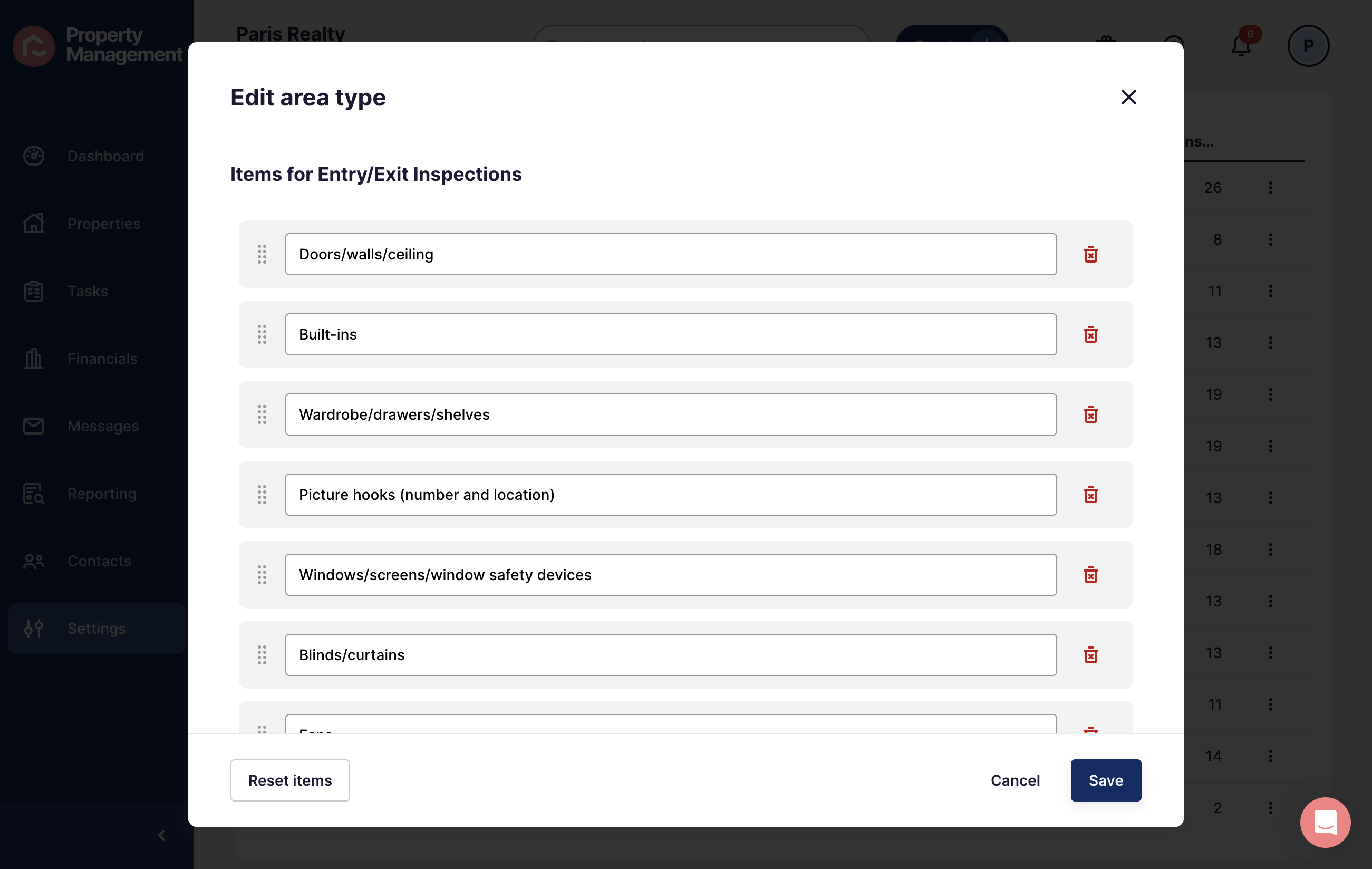 This will bring up all room items, which can be edited, deleted or new ones can be added