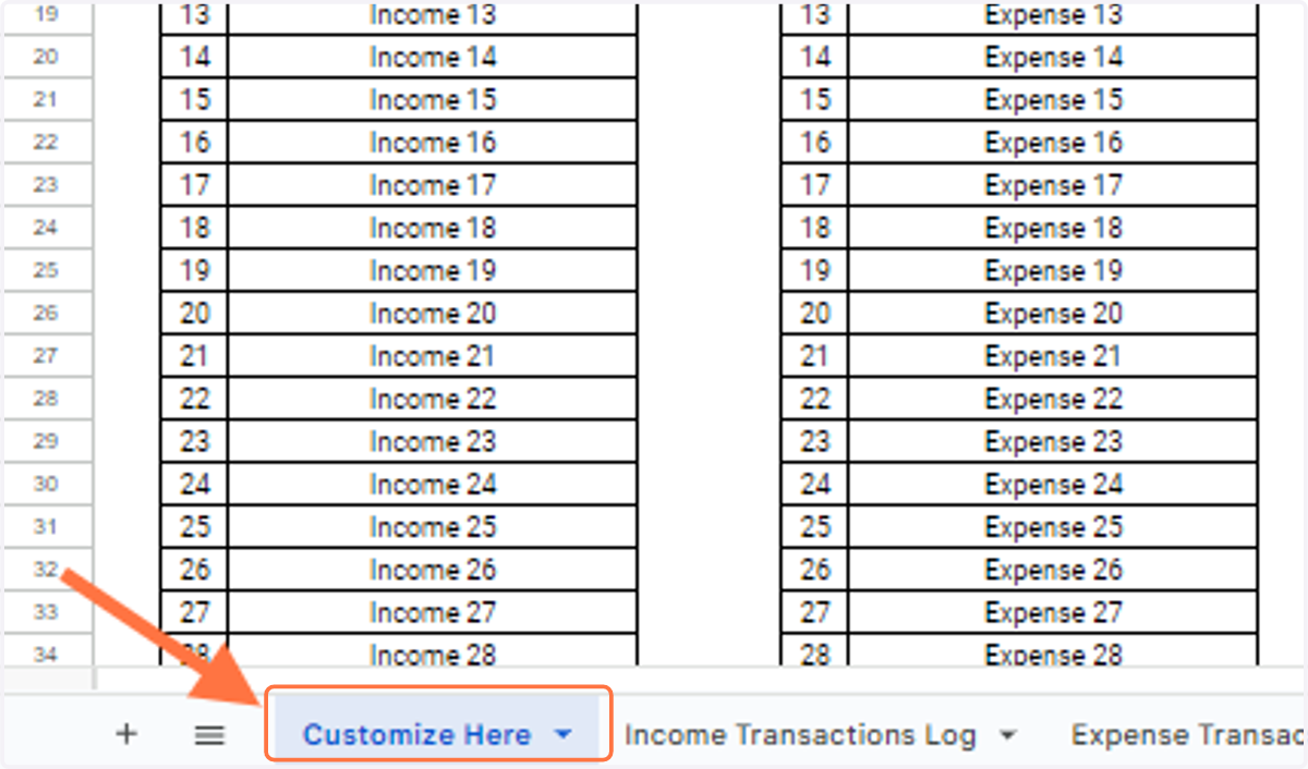 Click on the first tab "Customize Here"