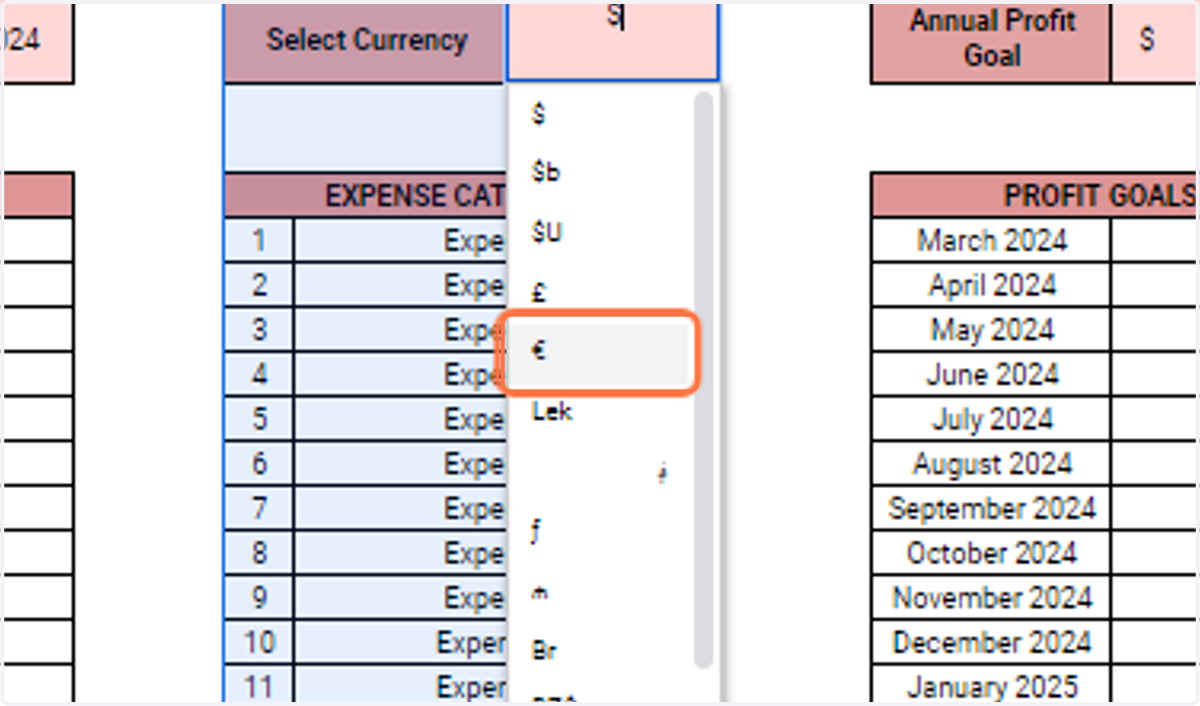 For this example, I'm using Euros.