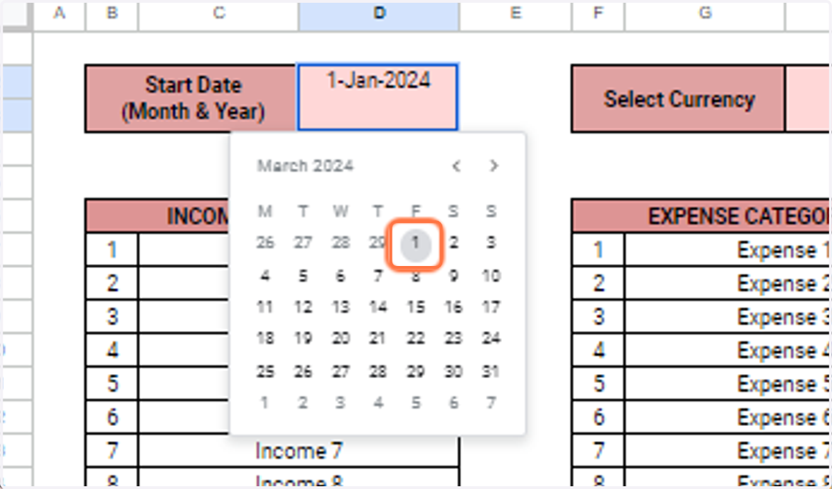 As an example, I'm selecting 1 March 2024.