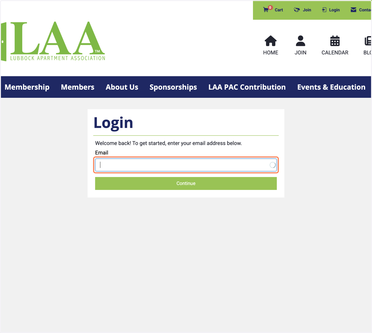 If you don't have a login, you will be directed to set up an account. If you company is listed on LAA you will be prompted to assign your profile to your company.