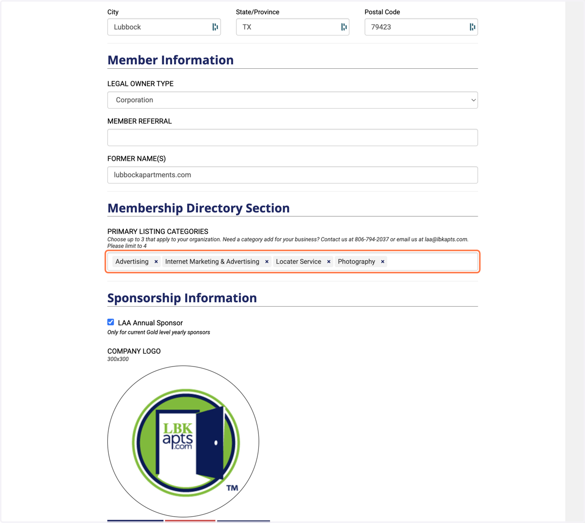 Make sure your company has at least three categories selected for the Buyer's Guide Listing