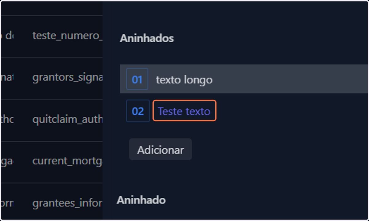 Acesse um subcampo