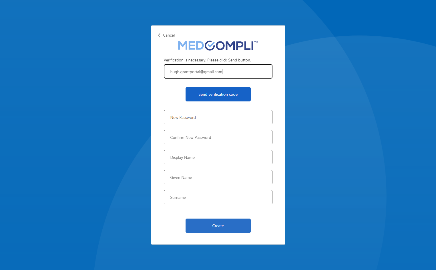 Click on Send verification code