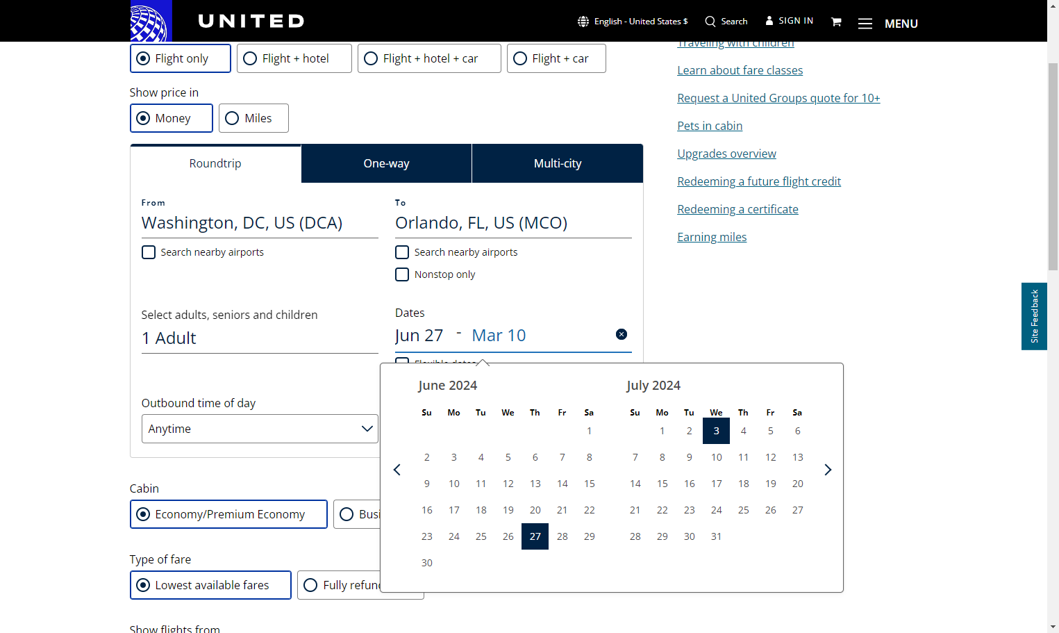 Enter your conference travel dates.
