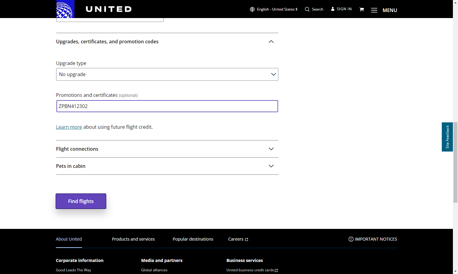 Click on Find flights