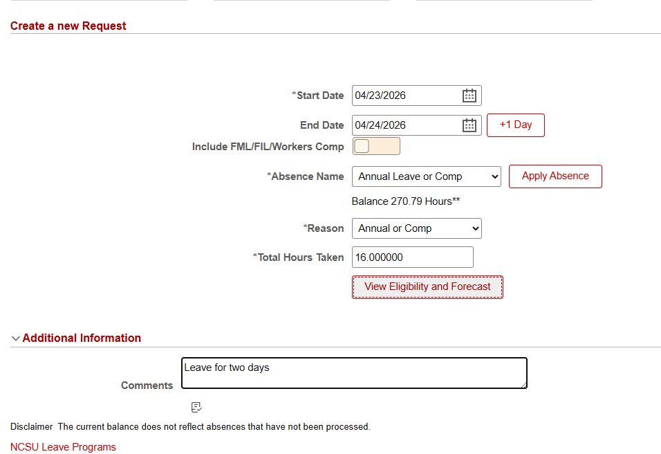 Click on View Eligibility and Forecast