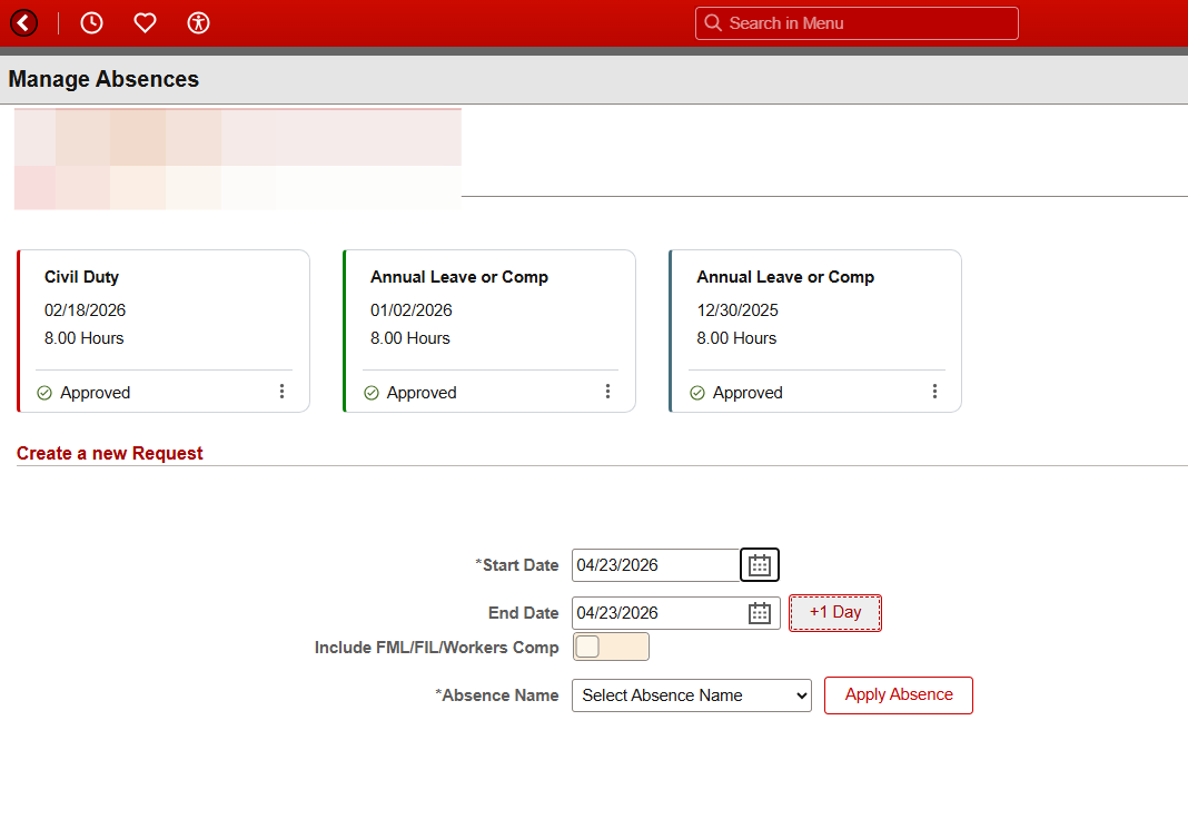 Select End Date of the request