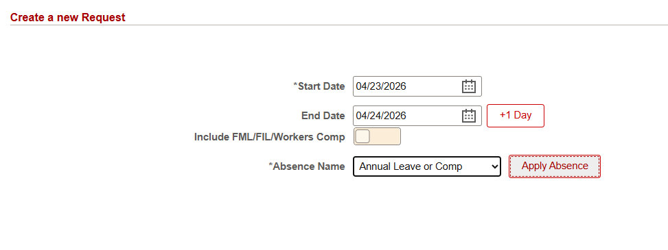 Click on Apply Absence