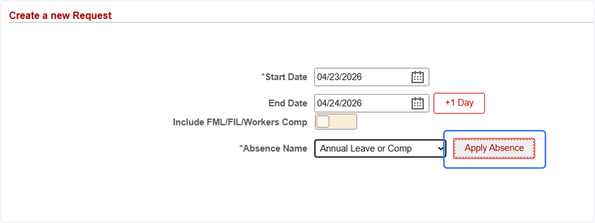 Click on Apply Absence