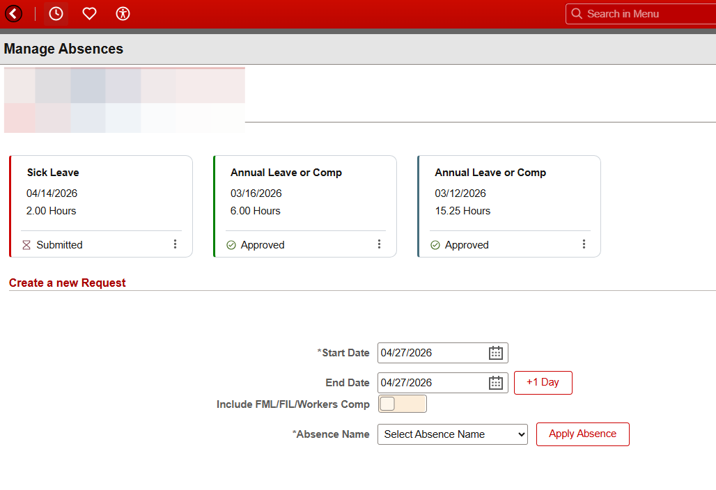 Select End Date of the request