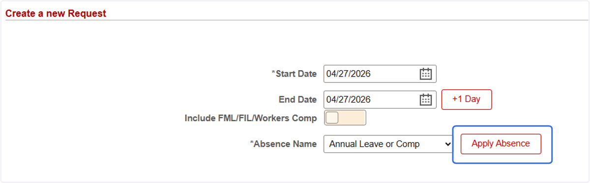 Click on Apply Absence