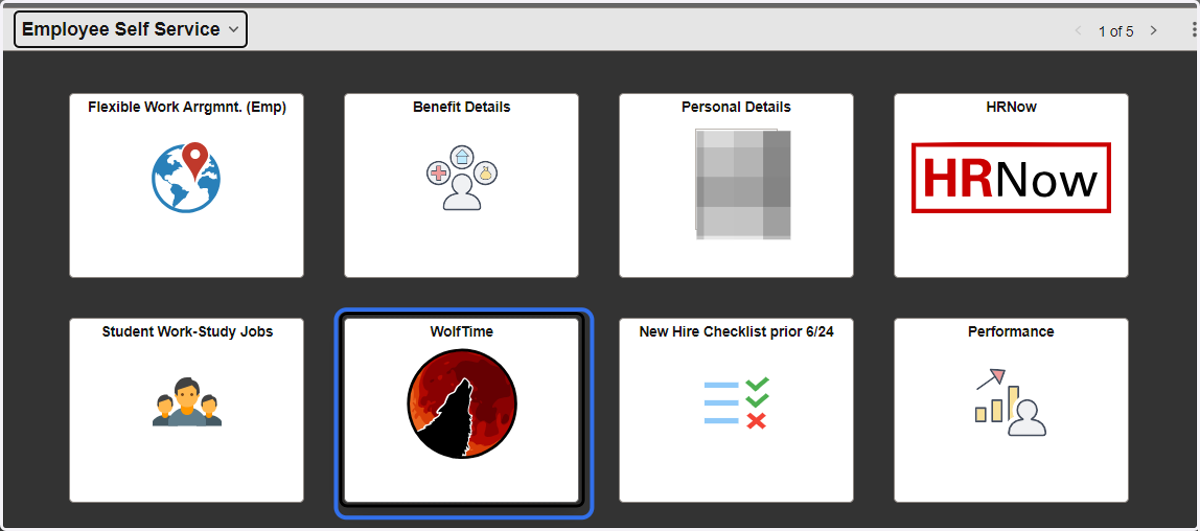 Navigate to and click on the WolfTime tile