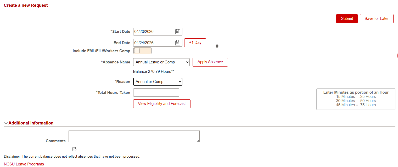 Select Annual or Comp from *Reason
