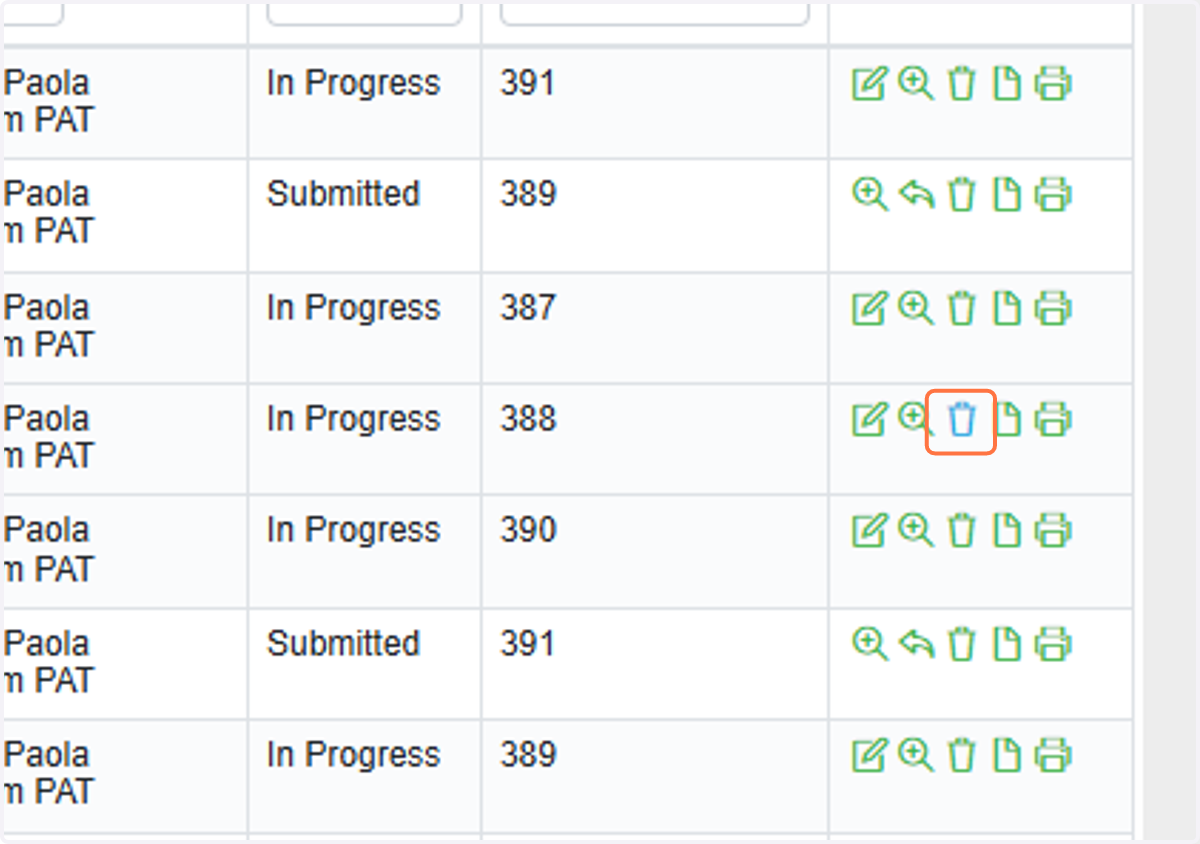 Click the Trash Can icon next to the activity form you wish to delete