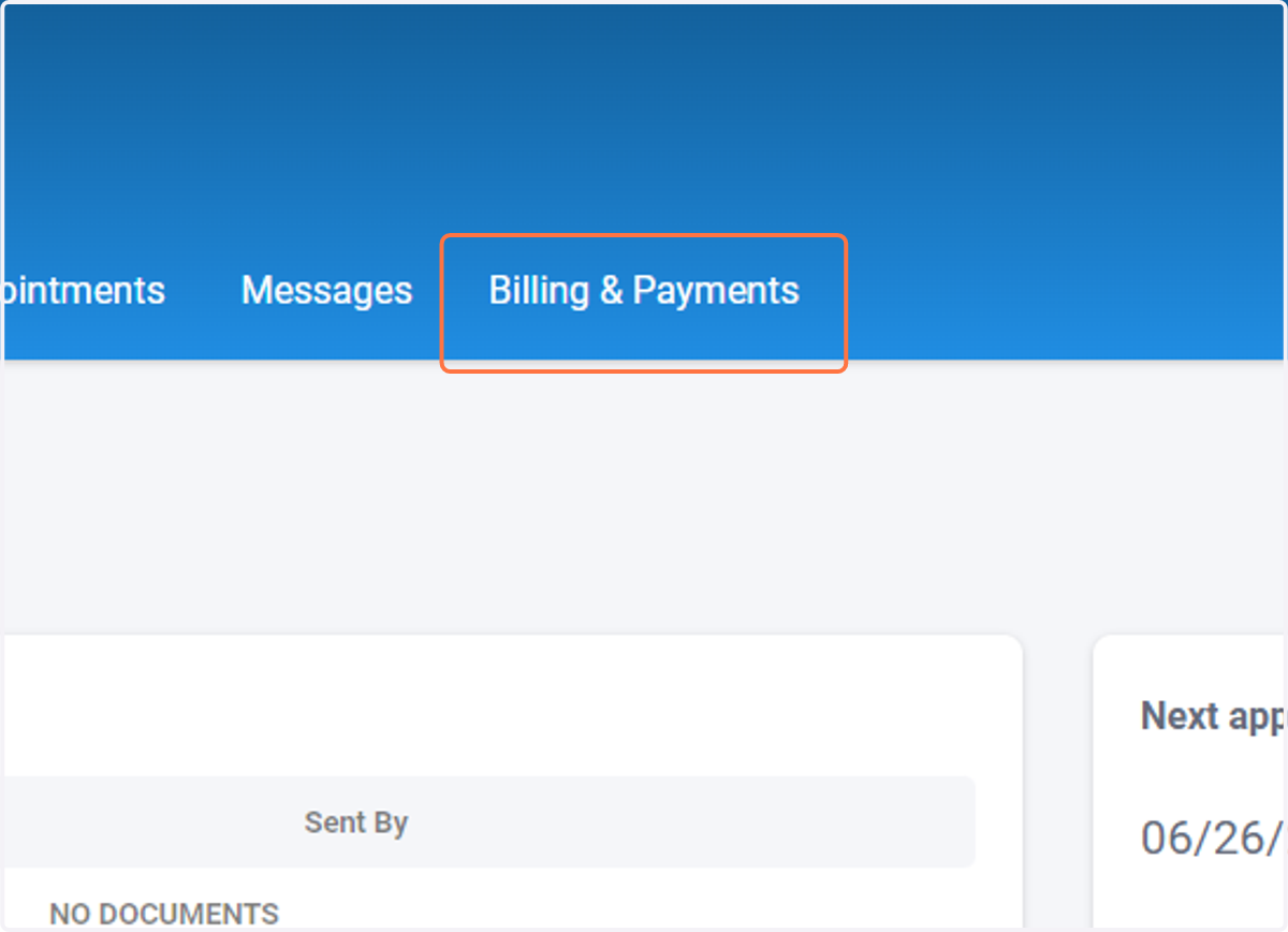 From the Home Screen click on Billing & Payments