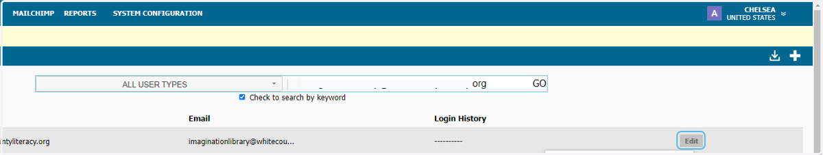 Search for the BOS User name and click EDIT
