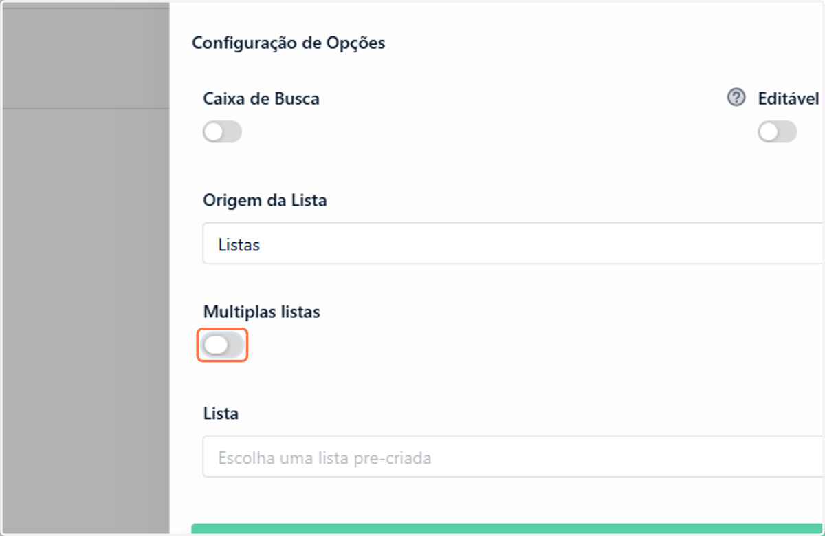 Manteremos a mesma configuração do campo de referência, porém, desta vez habilitaremos a opção de Múltiplas listas