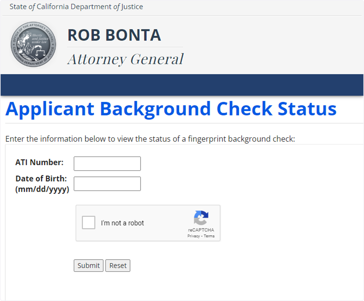 Scan Check Status Check Live Scan Status (California Applicants)