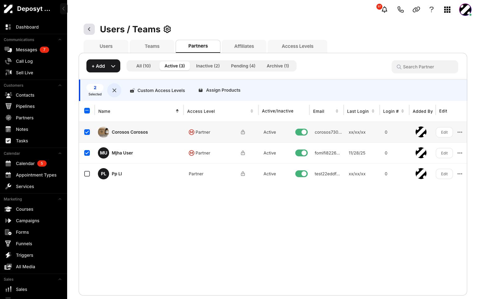 Step 5: Select multiple users.