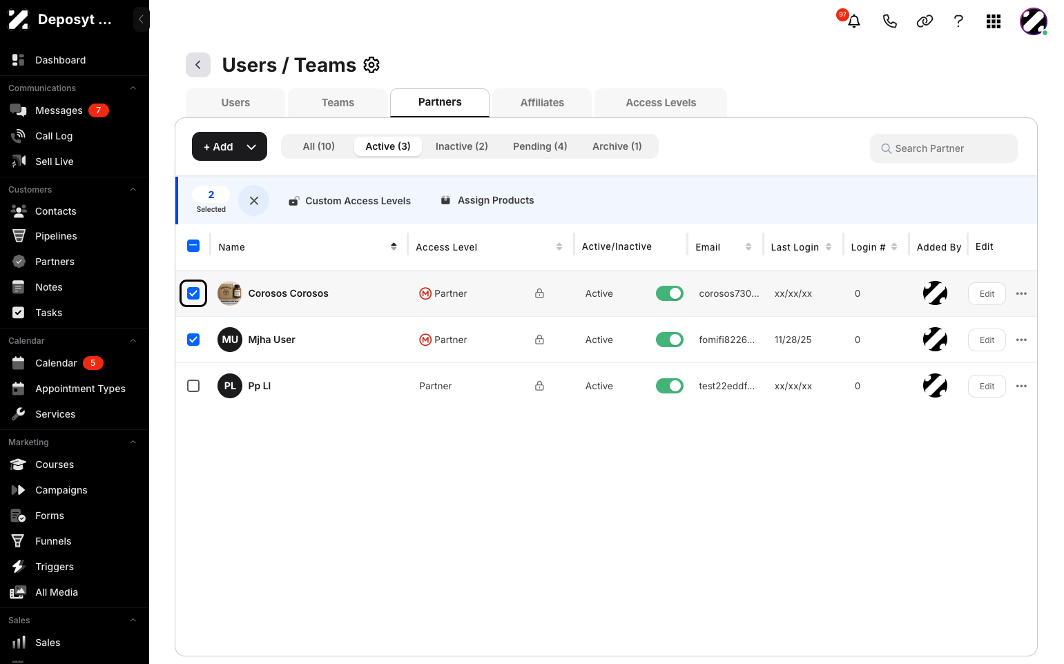 Step 5: Select multiple users.