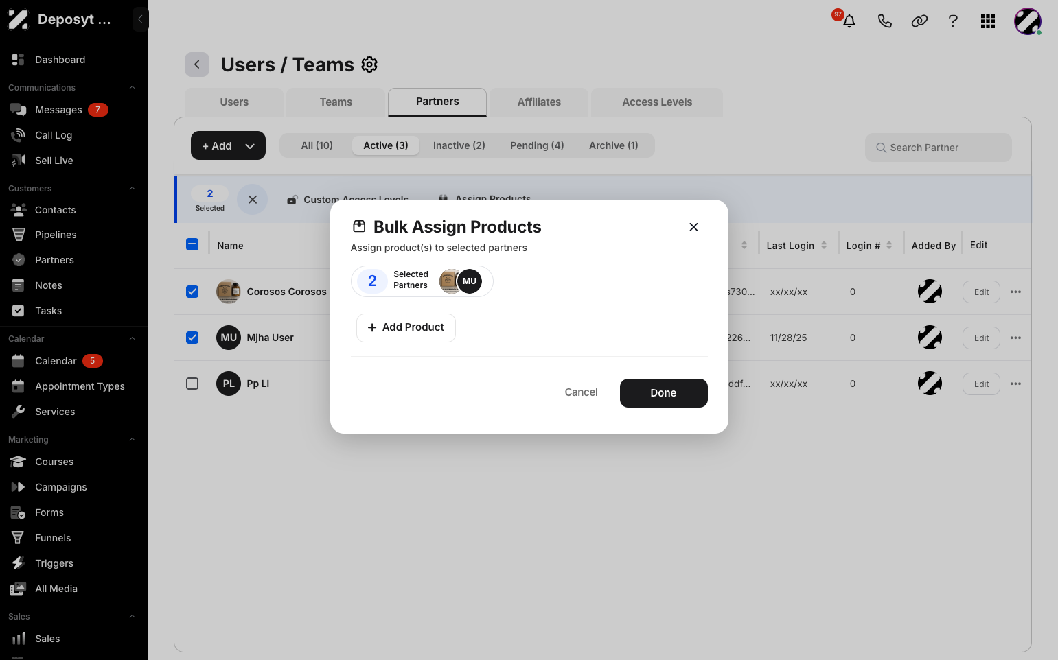 Step 11: A pop-up will appear where you can add products. Click the + Add Product button.