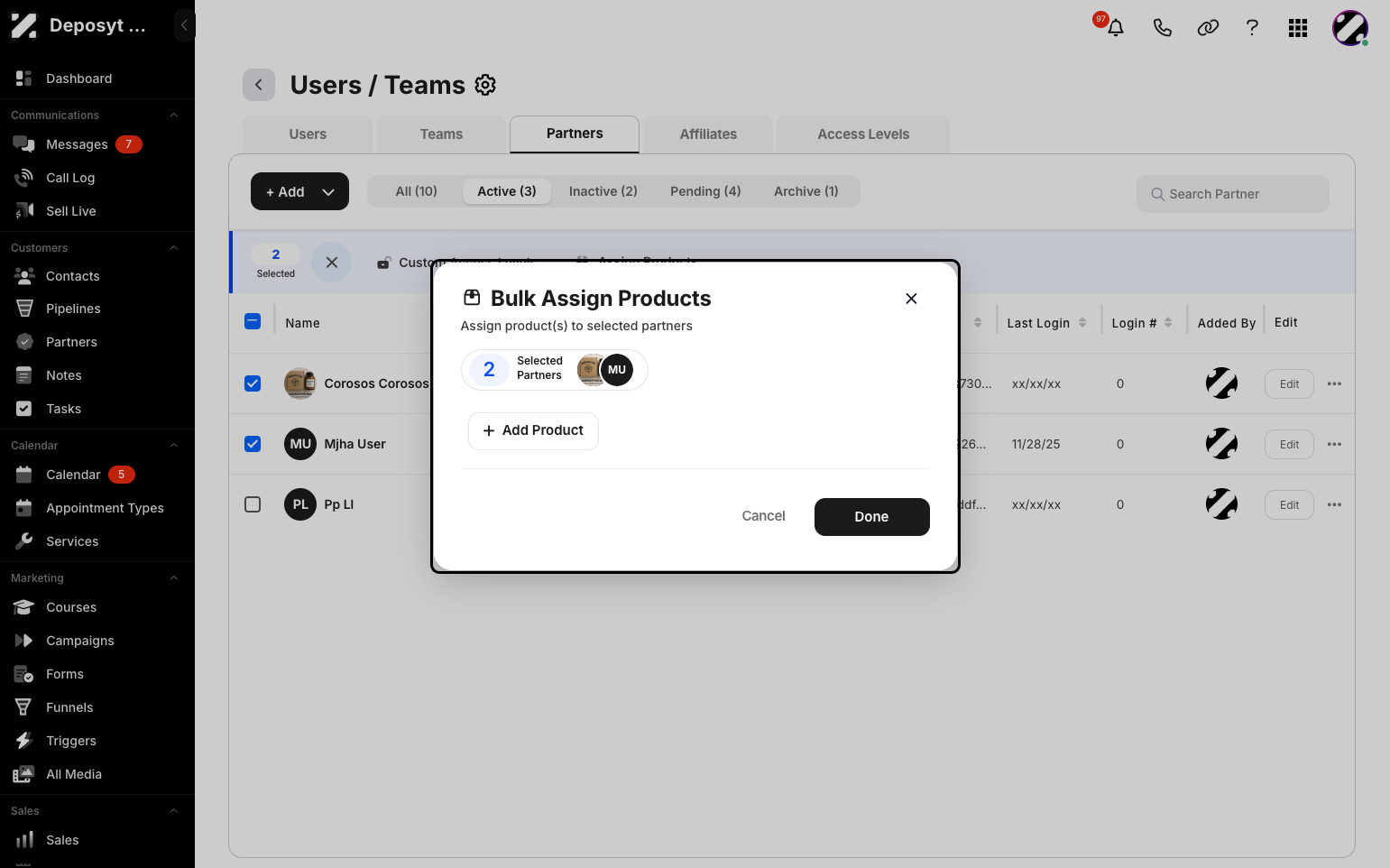 Step 11: A pop-up will appear where you can add products. Click the + Add Product button.