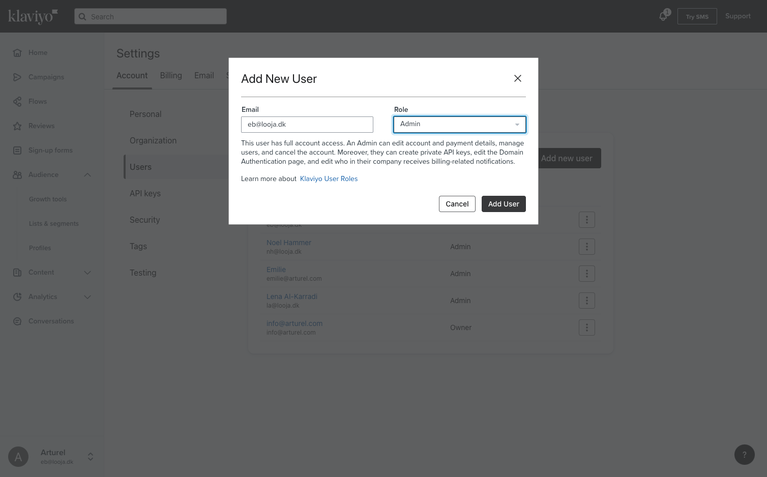 Click on Add User