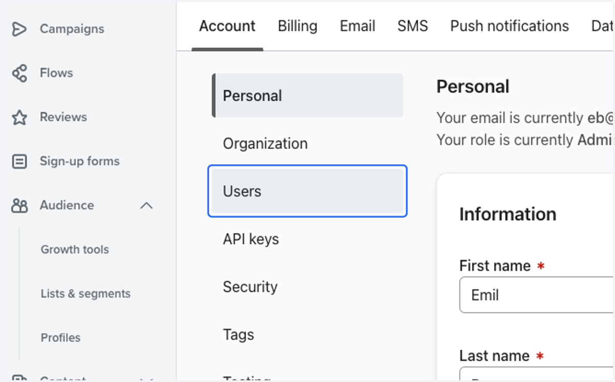 Click on Users