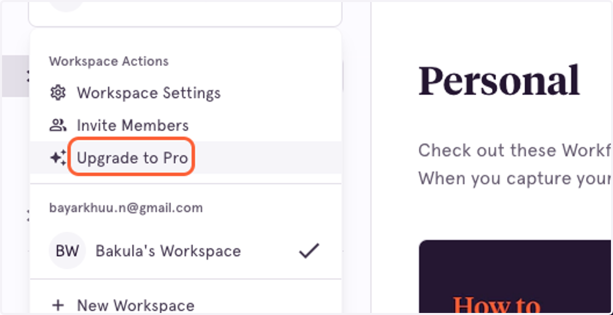 Click on Upgrade to Pro