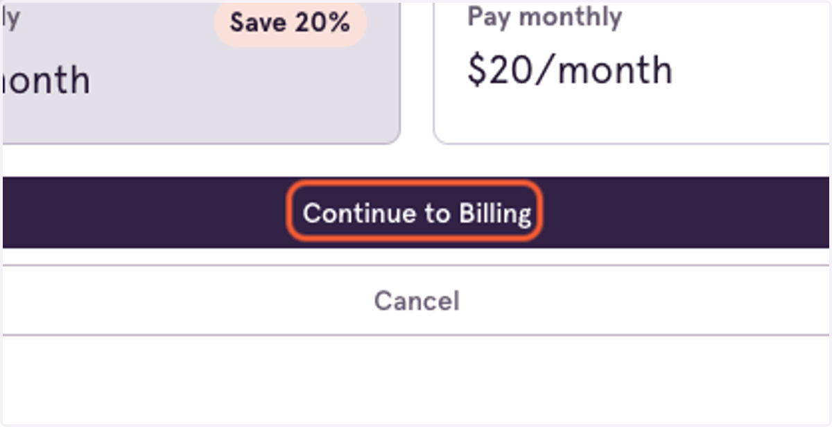 Click on Continue to Billing