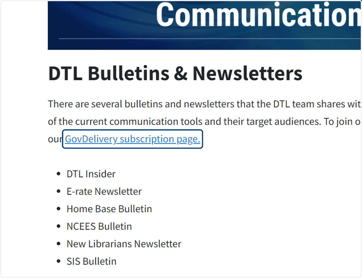 Click on GovDelivery subscription page