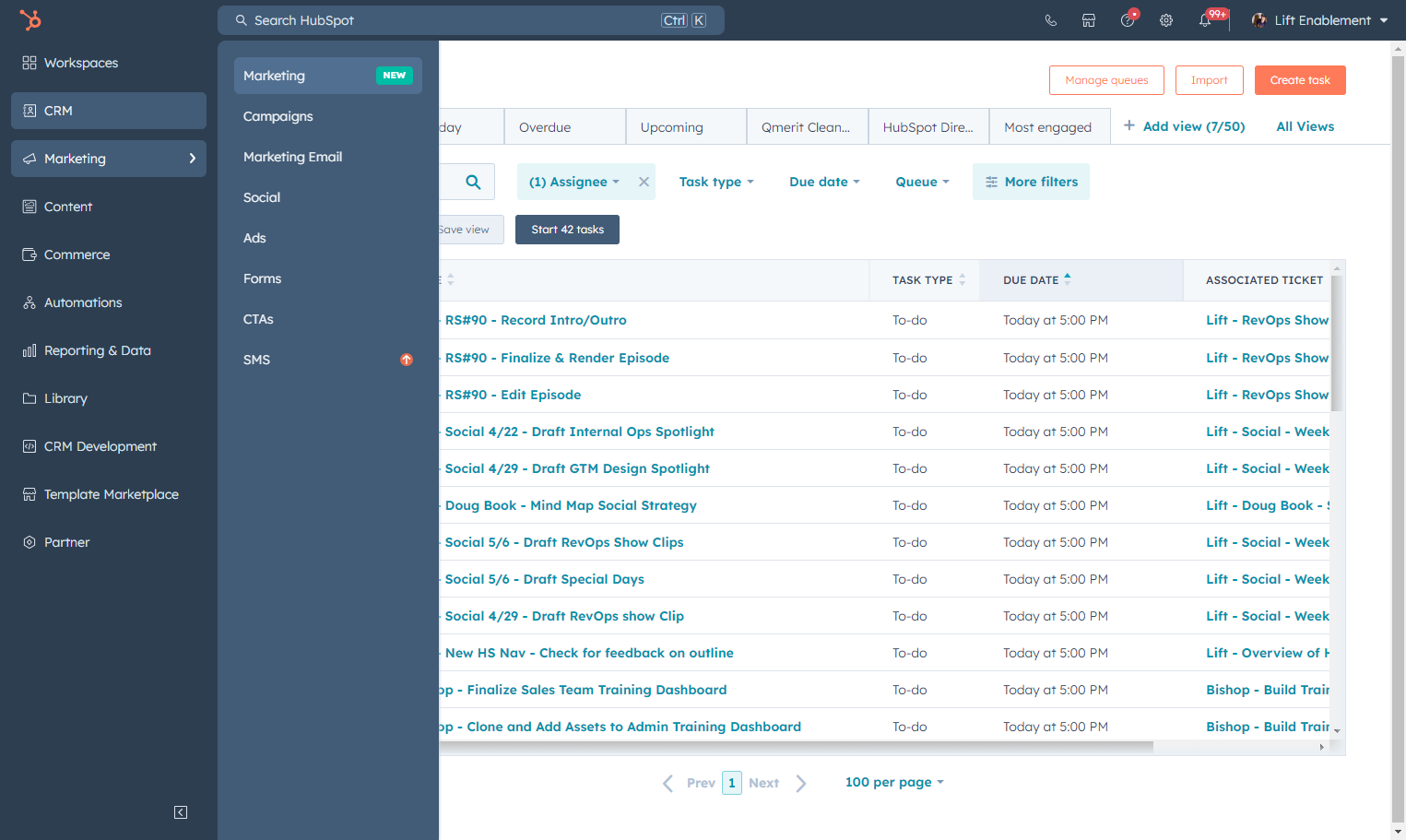 Click on Marketing…