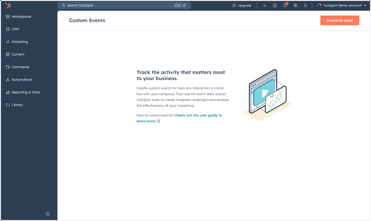 This is where you can access, manage and create a Custom Event